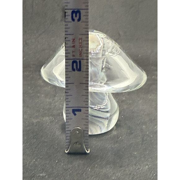 Adorable Mushroom Glass Paperweight Clear Glass W Beautiful Color Swirl Core - Picture 4 of 5